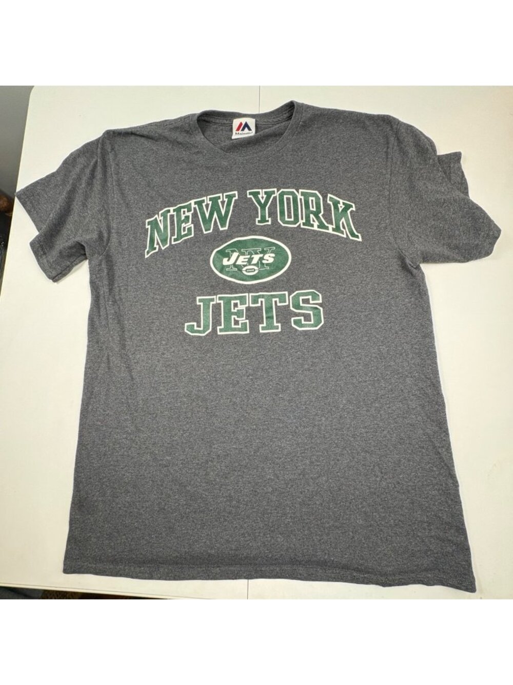 New York Jets NFL T Shirt Majestic Gray Graphic Tee Adult Large